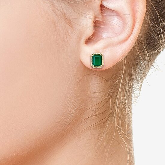 Effy Final Call Limited Quantities! 1/5 CT. Genuine Green Onyx 14K Gold 11.6mm Stud Earrings