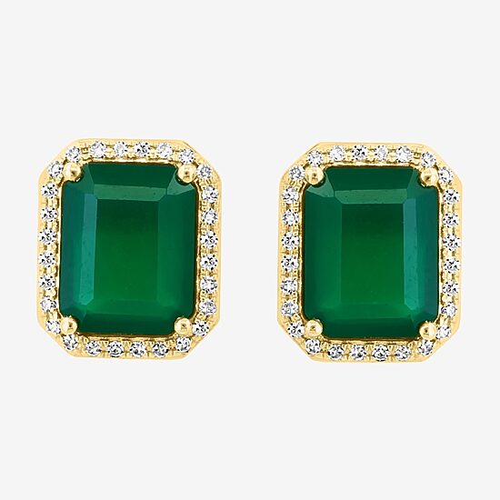 Effy Final Call Limited Quantities! 1/5 CT. Genuine Green Onyx 14K Gold 11.6mm Stud Earrings