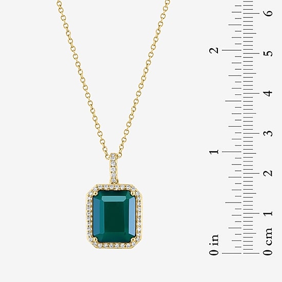 Effy Final Call Limited Quantities! Womens 1/7 CT. T.W. Genuine Green Onyx 14K Gold 16 Inch Pendant Necklace