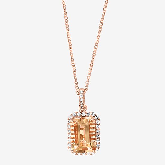Effy Final Call Limited Quantities! Womens 1/3 CT. T.W. Genuine Pink Morganite 14K Gold 16 Inch Pendant Necklace