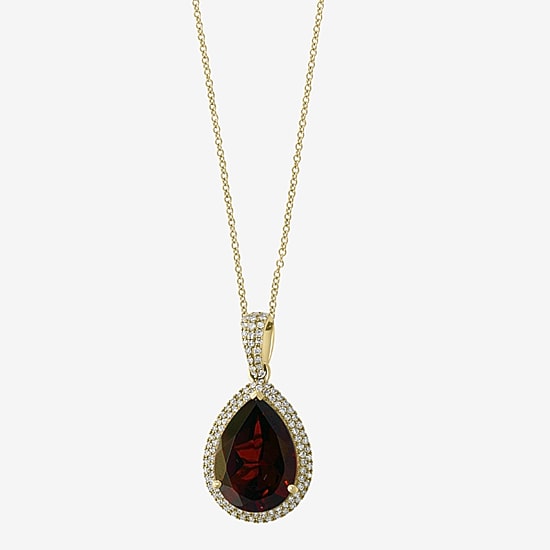 Effy Final Call Limited Quantities! Womens 1/3 CT. T.W. Genuine Red Garnet 14K Gold Pear 16 Inch Pendant Necklace