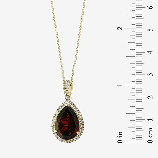 Effy Final Call Limited Quantities! Womens 1/3 CT. T.W. Genuine Red Garnet 14K Gold Pear 16 Inch Pendant Necklace