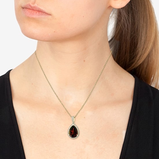 Effy Final Call Limited Quantities! Womens 1/3 CT. T.W. Genuine Red Garnet 14K Gold Pear 16 Inch Pendant Necklace