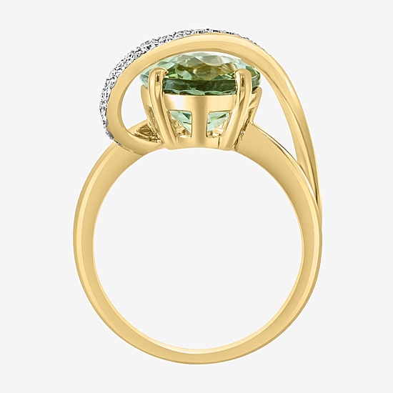Effy Final Call Limited Quantities! Womens 1/7 CT. T.W. Genuine Green Amethyst 14K Gold Oval Cocktail Ring