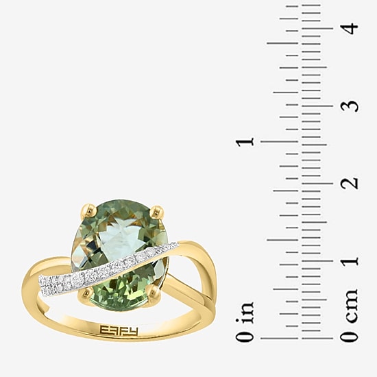 Effy Final Call Limited Quantities! Womens 1/7 CT. T.W. Genuine Green Amethyst 14K Gold Oval Cocktail Ring