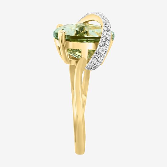 Effy Final Call Limited Quantities! Womens 1/7 CT. T.W. Genuine Green Amethyst 14K Gold Oval Cocktail Ring