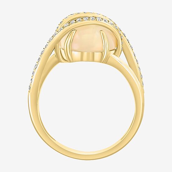 Effy Final Call Limited Quantities! Womens 1/4 CT. T.W. Genuine White Opal 14K Gold Oval Cocktail Ring