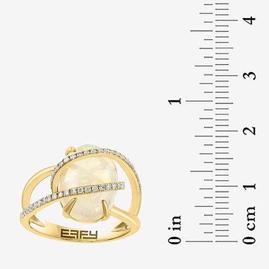 Effy Final Call Limited Quantities! Womens 1/4 CT. T.W. Genuine White Opal 14K Gold Oval Cocktail Ring