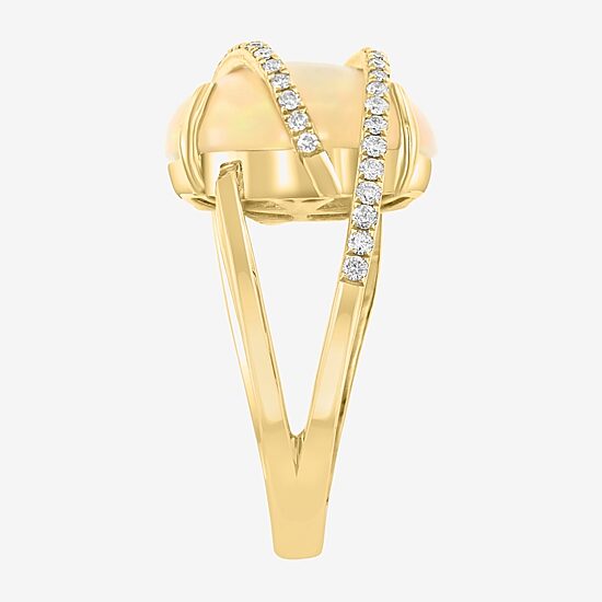 Effy Final Call Limited Quantities! Womens 1/4 CT. T.W. Genuine White Opal 14K Gold Oval Cocktail Ring