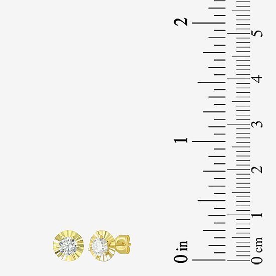 Womens Cubic Zirconia 10K Gold Round 3 Pair Earring Set