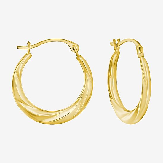 Womens Cubic Zirconia 10K Gold Round Square 5 Pair Earring Set