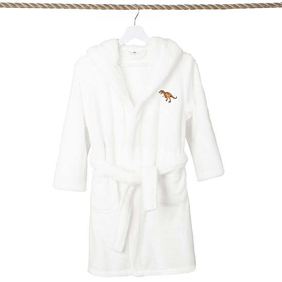 Linum Home Textiles Plush Dino Kids Bathrobe Unisex Long Sleeve Long Length Bathrobe