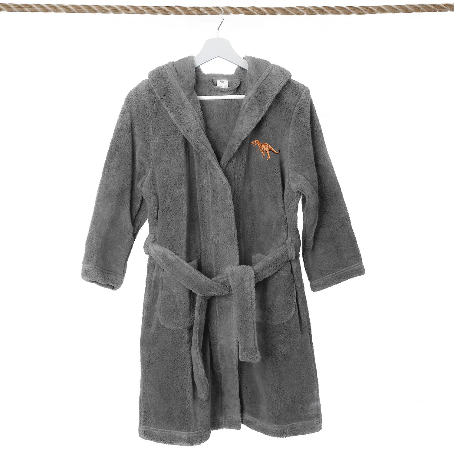 Linum Home Textiles Plush Dino Kids Bathrobe Unisex Long Sleeve Length