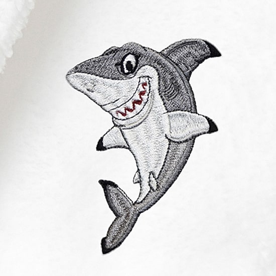 Linum Home Textiles Plush Shark Kids Bathrobe Unisex Long Sleeve Long Length Bathrobe