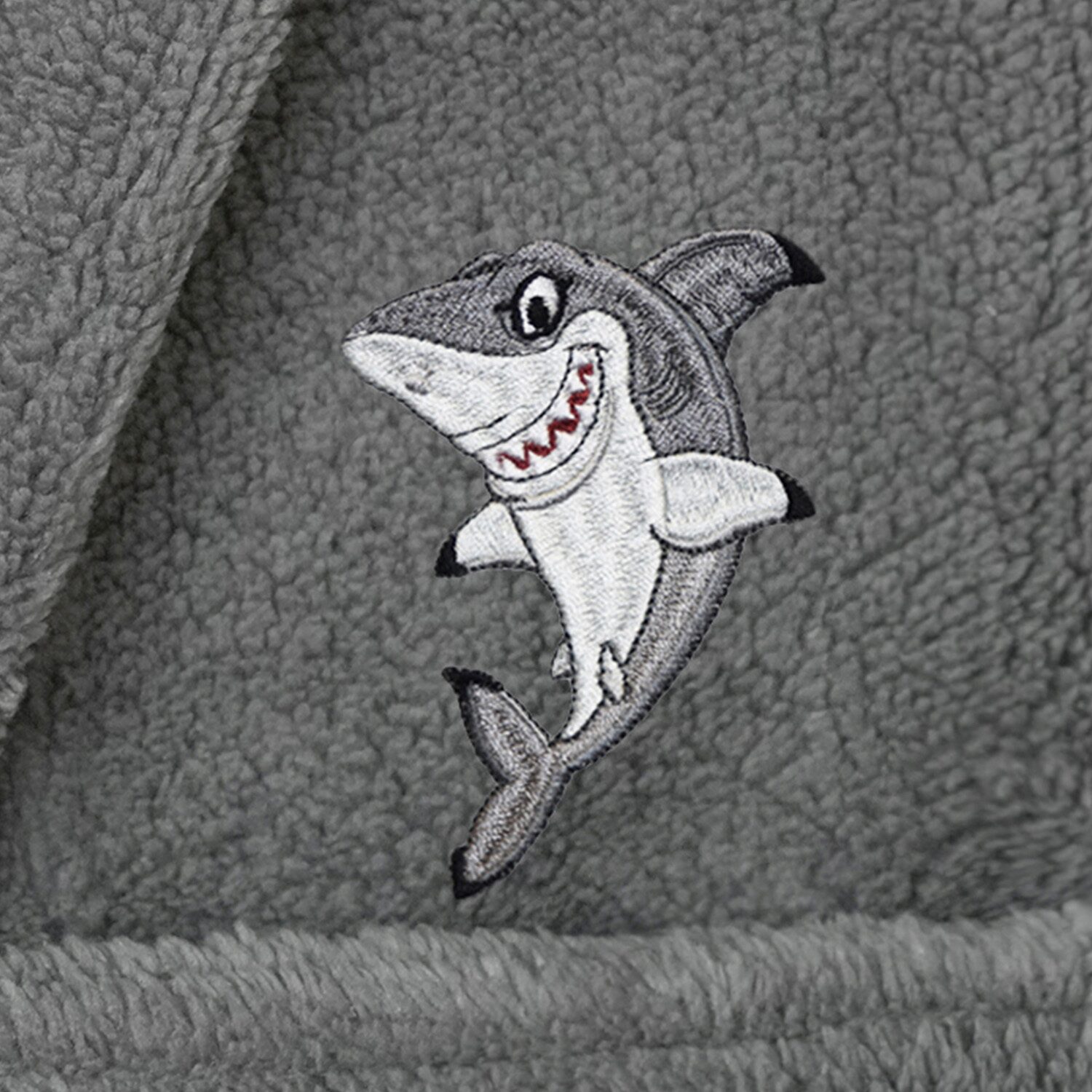 Linum Home Textiles Plush Shark Kids Bathrobe Unisex Long Sleeve Length