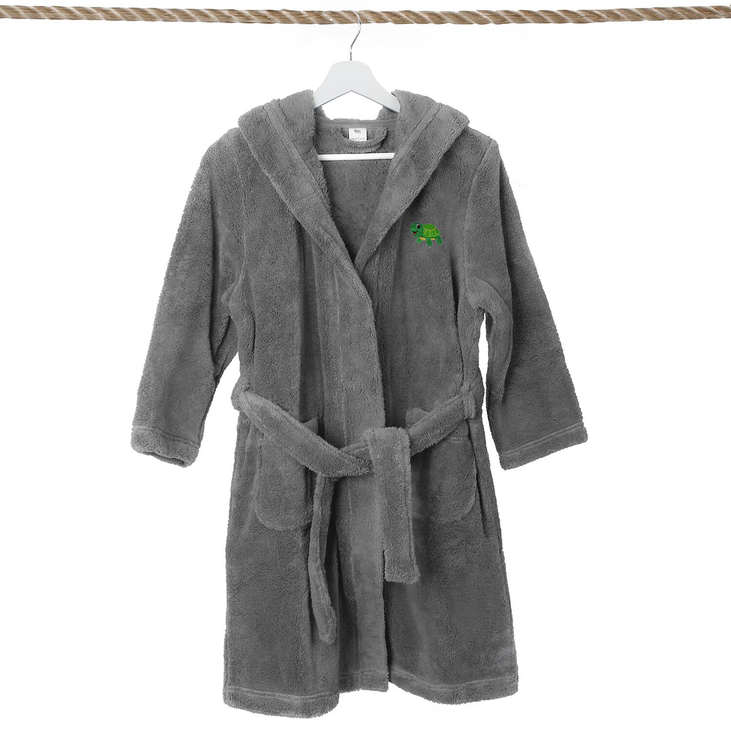 Linum Home Textiles Plush Turtle Kids Bathrobe Unisex Long Sleeve Length Robe