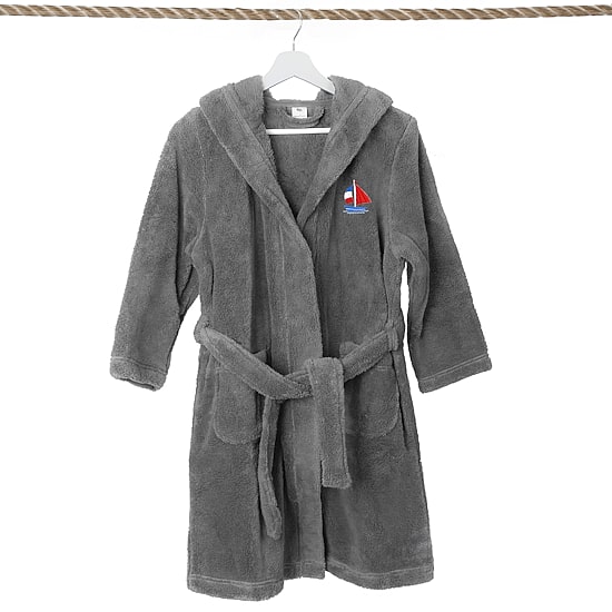 Linum Home Textiles Plush Boat Kids Bathrobe Unisex Long Sleeve Long Length Robe