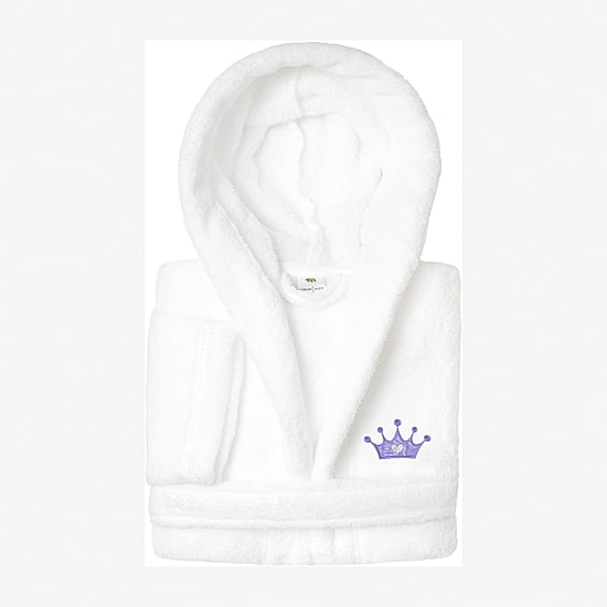 Linum Home Textiles Plush Crown Little & Big Girls Long Sleeve Bathrobe