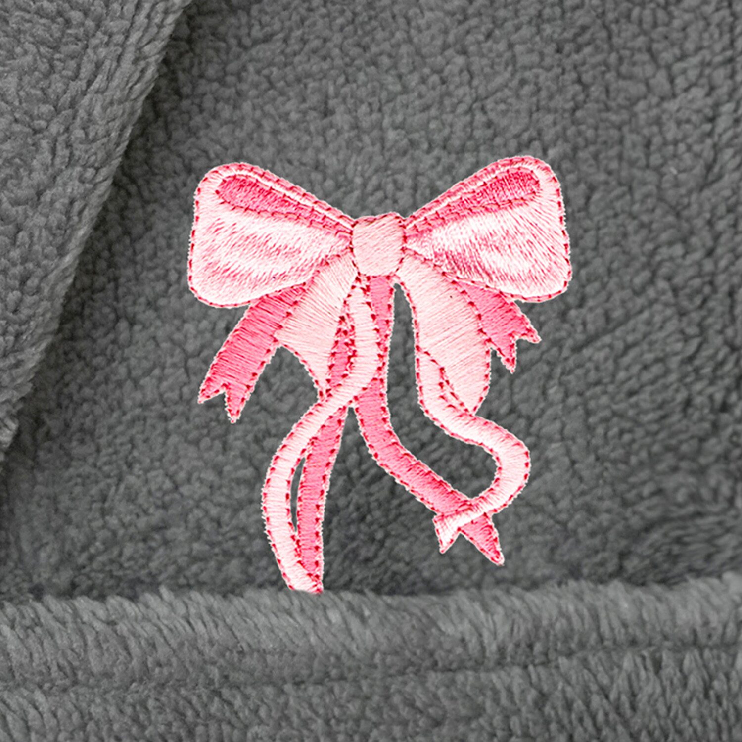 Linum Home Textiles Plush Bow Girls Long Sleeve Length Robe