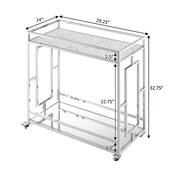 Convenience Concepts Town Square Faux Marble-Top Kitchen Cart