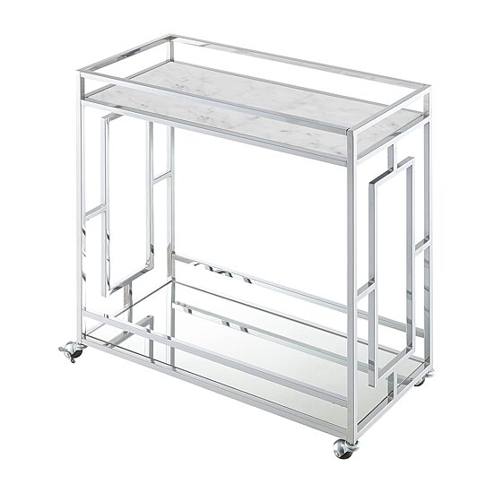 Convenience Concepts Town Square Faux Marble-Top Kitchen Cart