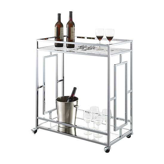 Convenience Concepts Town Square Faux Marble-Top Kitchen Cart