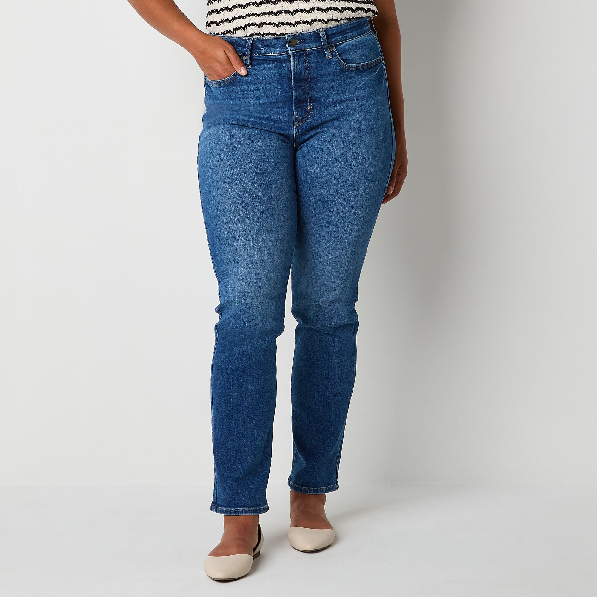 a.n.a Womens Tall High Rise Straight Leg Jean