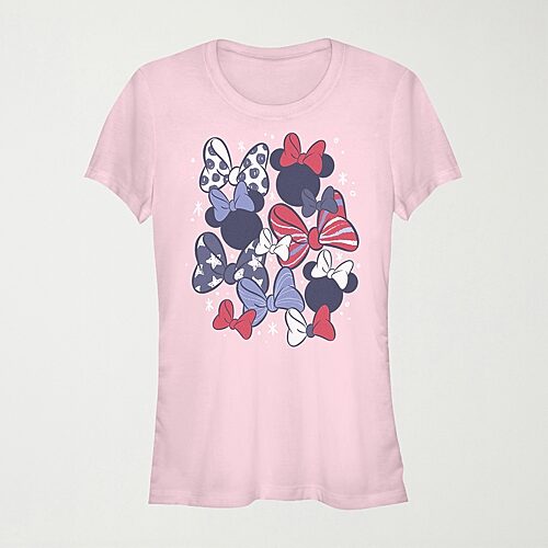 Red White And Bow Womens Juniors Crew Neck Short Sleeve Regular Fit Minions Graphic T-Shirt, Small, Pink