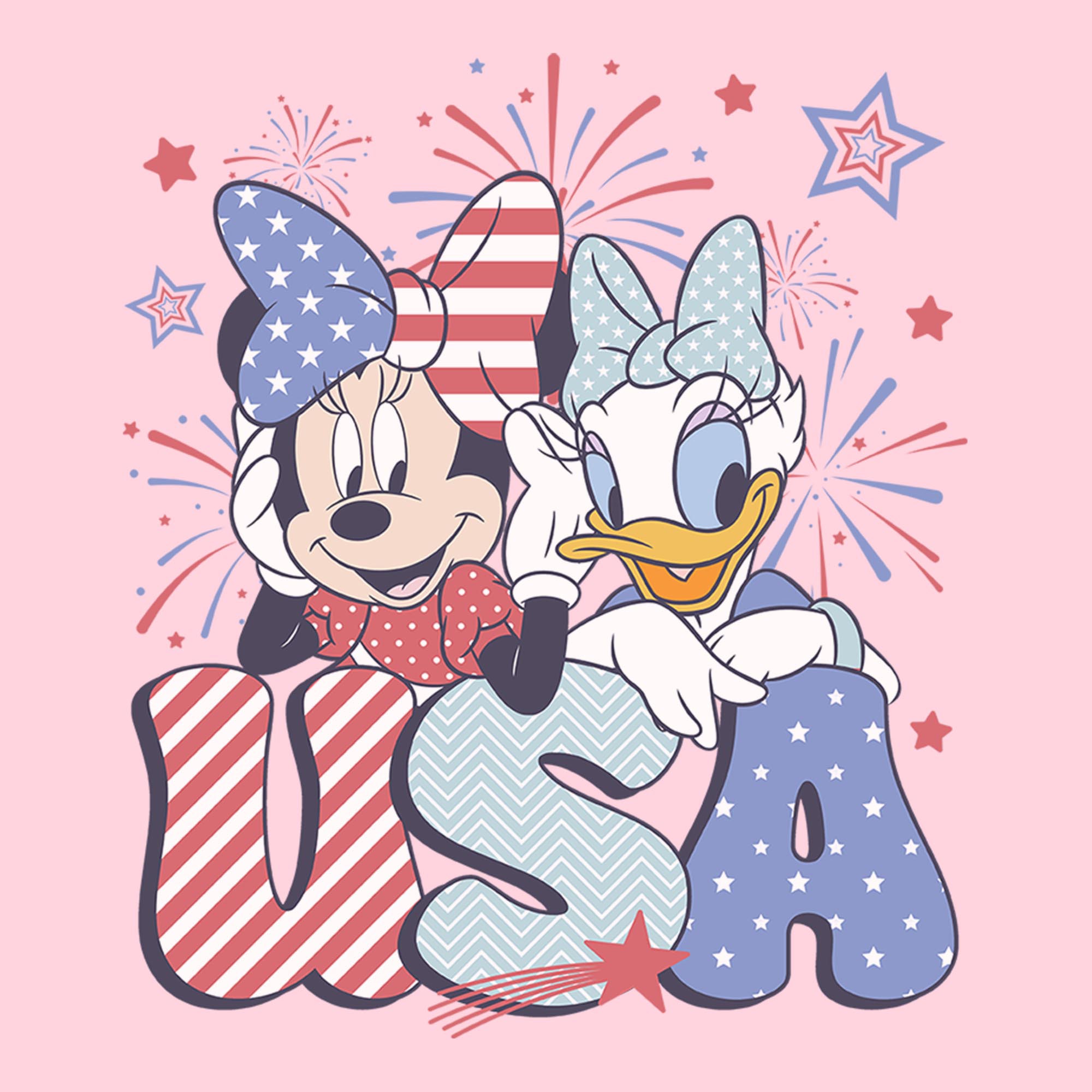 Usa Celebration Womens Juniors Crew Neck Short Sleeve Regular Fit Mickey Mouse Graphic T-Shirt