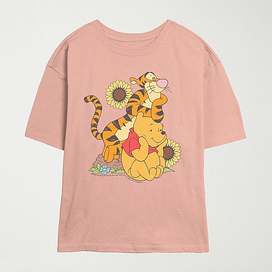 Toger Womens Juniors Crew Neck Short Sleeve Slim Fit Winnie The Pooh Graphic T-Shirt