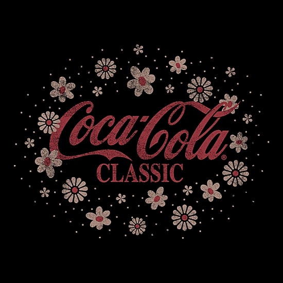 Floral Coke Womens Juniors Crew Neck Short Sleeve Regular Fit Graphic T-Shirt
