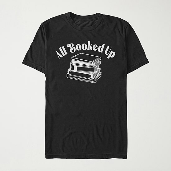 All Booked Up Womens Juniors Crew Neck Short Sleeve Regular Fit Graphic T-Shirt