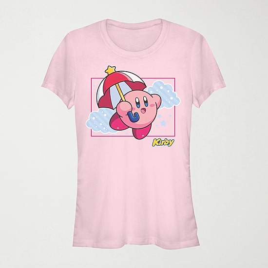 Kirby Womens Juniors Crew Neck Short Sleeve Regular Fit Kirby Nintendo Graphic T-Shirt