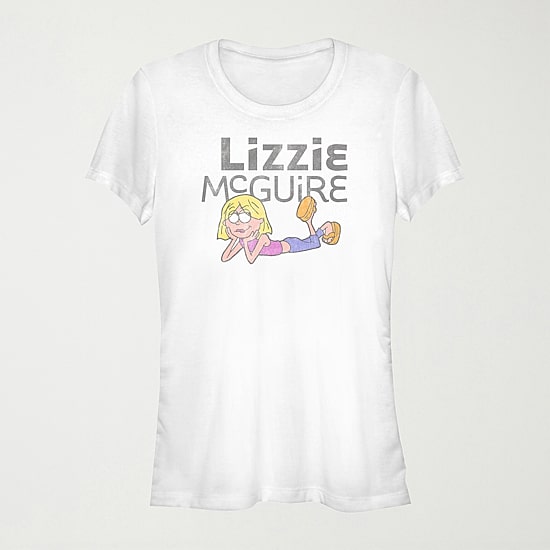 Lizzie Toon Logo Womens Juniors Crew Neck Short Sleeve Regular Fit Graphic T-Shirt