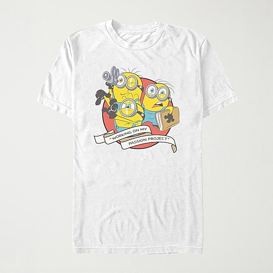 Working On My Passio Womens Juniors Crew Neck Short Sleeve Regular Fit Minions Graphic T-Shirt