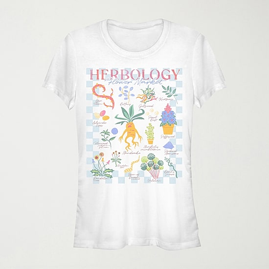 Herbology Flower Market Womens Juniors Crew Neck Short Sleeve Regular Fit Harry Potter Graphic T-Shirt