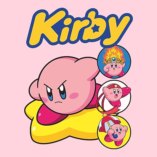 Womens Juniors Crew Neck Short Sleeve Regular Fit Kirby Nintendo Graphic T-Shirt