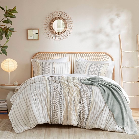 INK+IVY Imani 3pc Cotton Printed Duvet Cover Set w/ Chenille