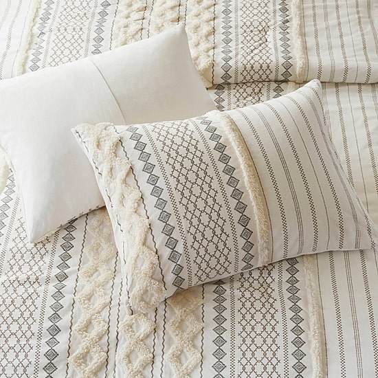 INK+IVY Imani 3pc Cotton Printed Duvet Cover Set w/ Chenille
