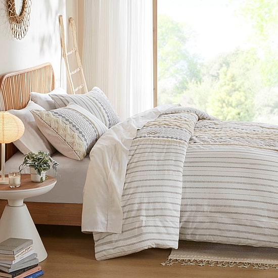 INK+IVY Imani 3pc Cotton Printed Duvet Cover Set w/ Chenille