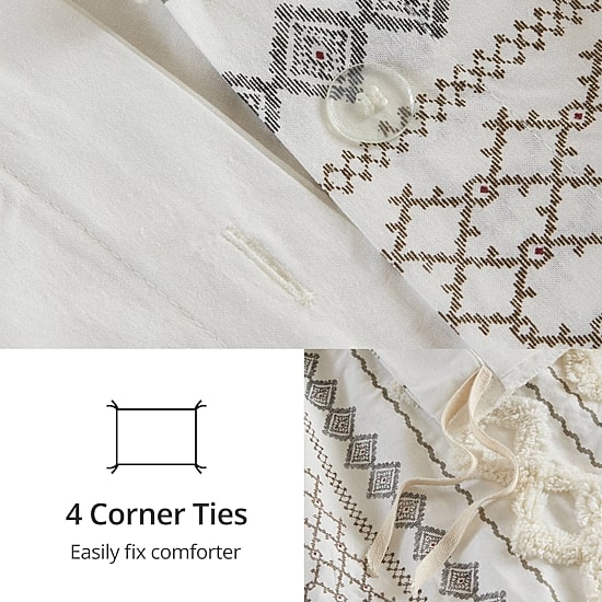 INK+IVY Imani 3pc Cotton Printed Duvet Cover Set w/ Chenille