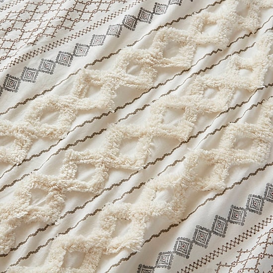 INK+IVY Imani 3pc Cotton Printed Duvet Cover Set w/ Chenille