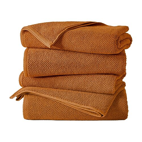 Linery Cotton Loop Textured 4-pc. Quick Dry Bath Towel In Orange