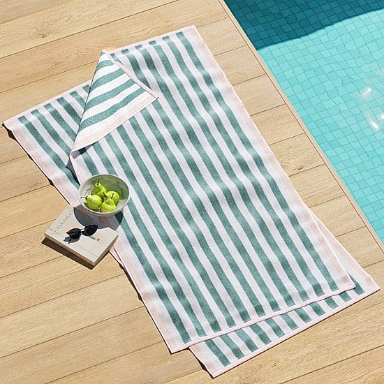 Linery Cotton Stripe Border 2-pc. Quick Dry Beach Towel