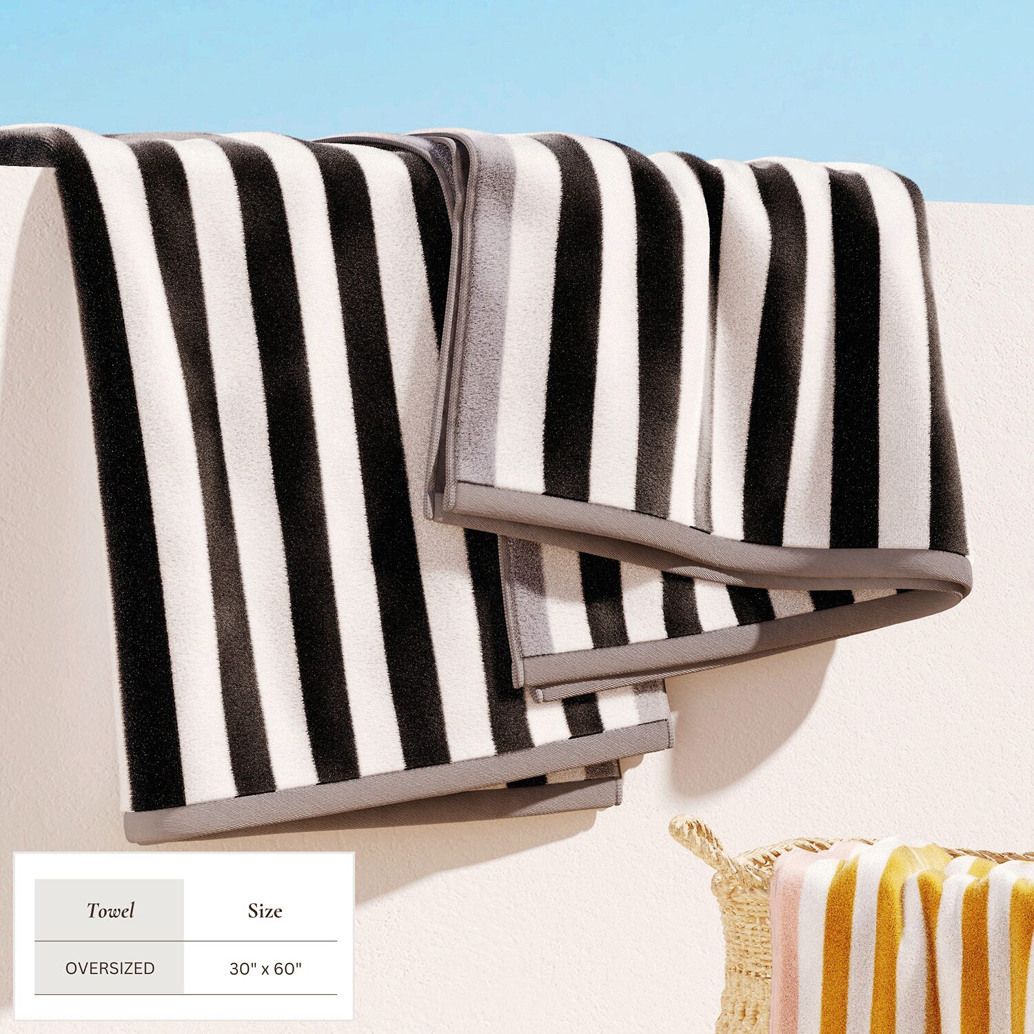 Linery Cotton Stripe Border 2-pc. Quick Dry Beach Towel