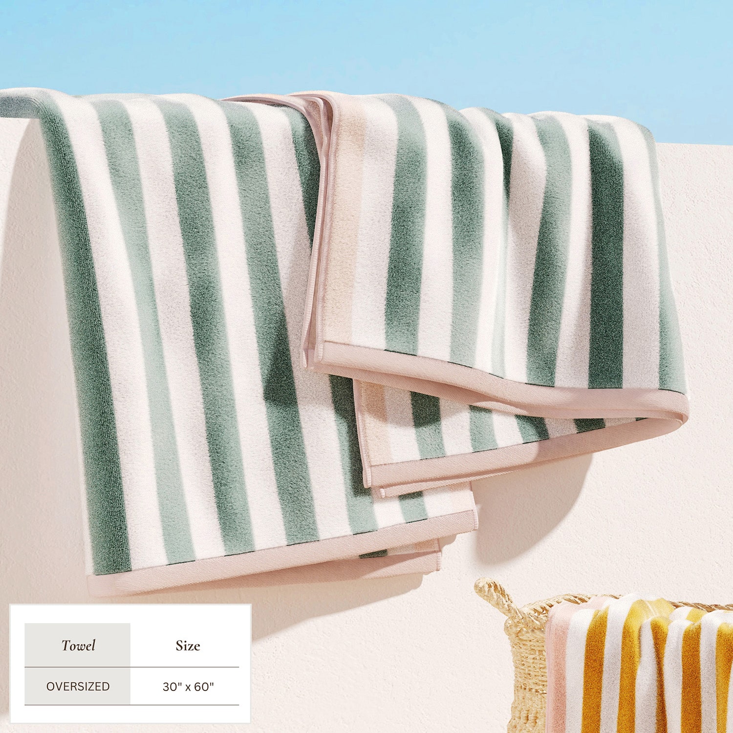 Linery Cotton Stripe Border 2-pc. Quick Dry Beach Towel