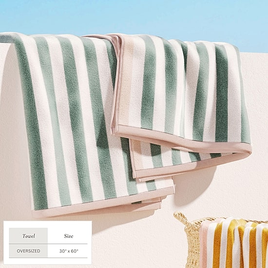 Linery Cotton Stripe Border 2-pc. Quick Dry Beach Towel