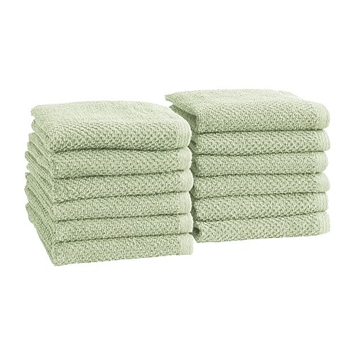 Linery Cotton Loop Textured 12-pc. Quick Dry Washcloth In Green