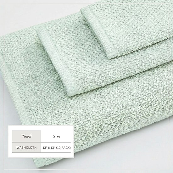 Linery Cotton Loop Textured 12-pc. Quick Dry Washcloth