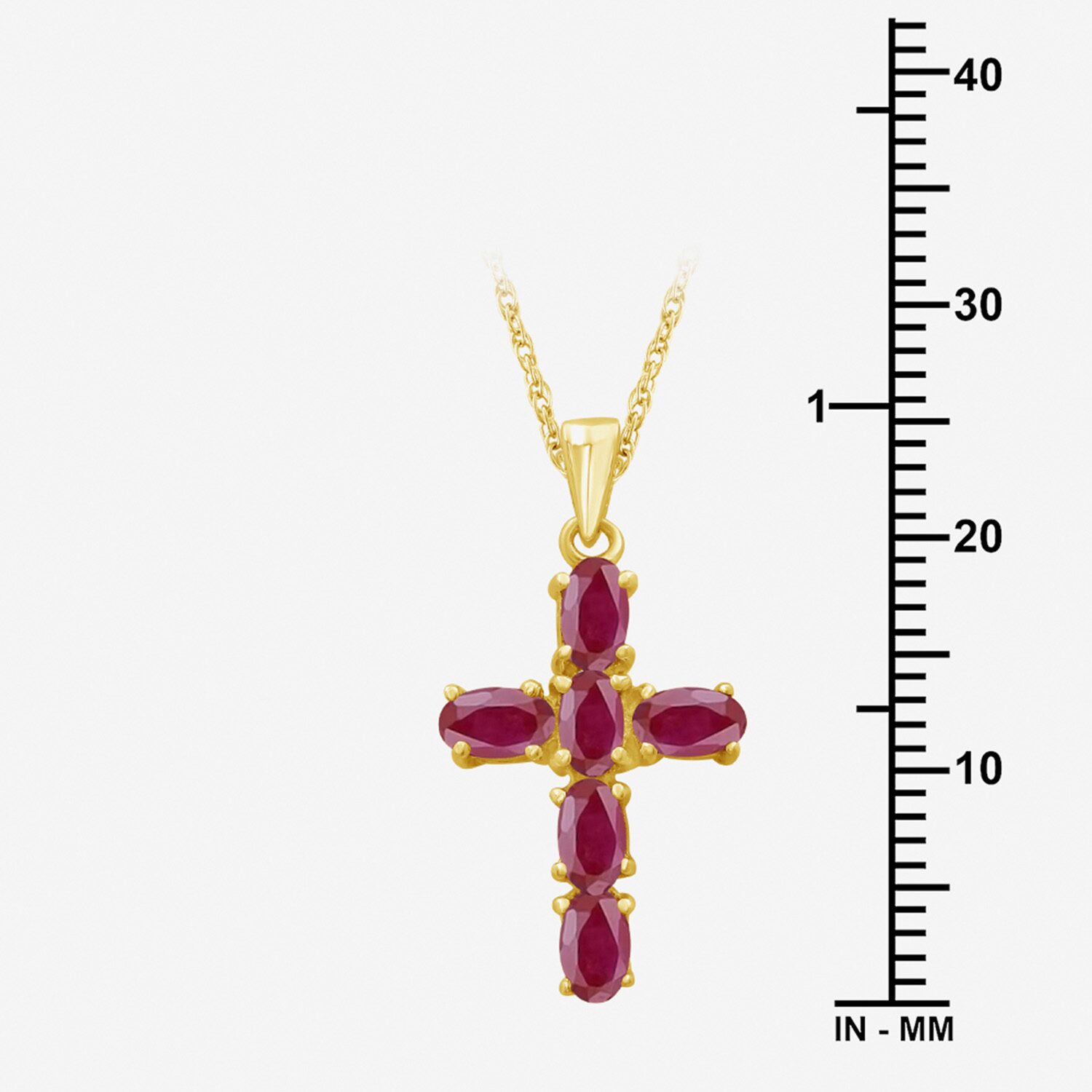 Womens Genuine Red Ruby 10K Gold Cross Pendant